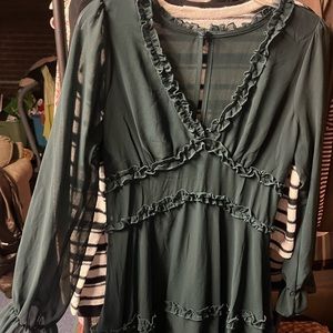 Dark green v-neck dress